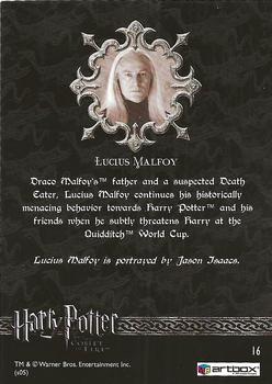 2005 ArtBox Harry Potter and the Goblet of Fire #16 Lucius Malfoy Back