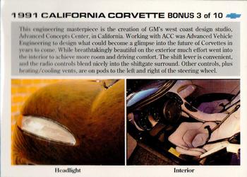 1991 Collect-A-Card Vette Set - Bonus #3 1991 California Corvette Back