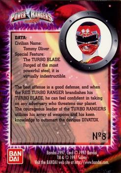1997 Bandai Power Rangers Turbo #8 Red Turbo Ranger on Guard Back