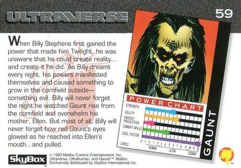 1993 SkyBox Ultraverse #59 Gaunt Back