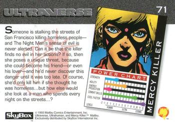 1993 SkyBox Ultraverse #71 Mercy Killer Back