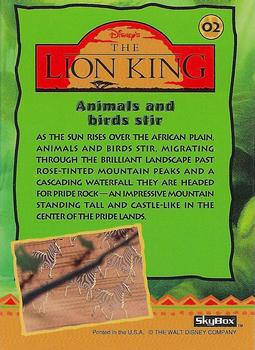 1994 SkyBox The Lion King Series 1 & 2 #02 Animals and birds stir Back