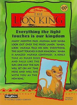 1994 SkyBox The Lion King Series 1 & 2 #07 Everything the light touches is our kingdom Back