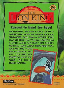 1994 SkyBox The Lion King Series 1 & 2 #54 Forced to hunt for food Back