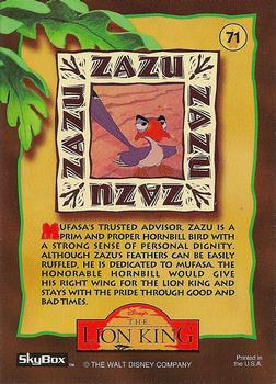 1994 SkyBox The Lion King Series 1 & 2 #71 Zazu Back