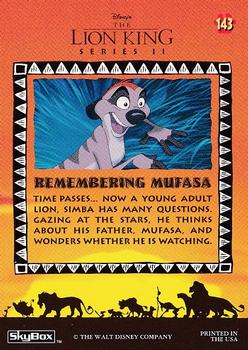 1994 SkyBox The Lion King Series 1 & 2 #143 Remembering Mufasa Back