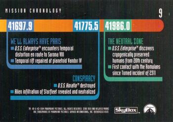 1994 SkyBox Star Trek: The Next Generation Season 1 #9 Mission Chronology Back