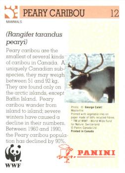 1992 Panini Wildlife In Danger #12 Peary Caribou Back