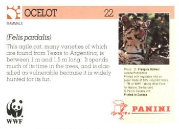 1992 Panini Wildlife In Danger #22 Ocelot Back