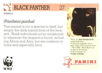 1992 Panini Wildlife In Danger #27 Black Panther Back