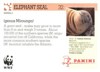 1992 Panini Wildlife In Danger #32 Elephant Seal Back