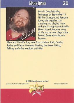1992 NAC/Hit Cards International Branson On Stage #20 Mark Jones Back