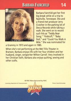 1992 NAC/Hit Cards International Branson On Stage #14 Barbara Fairchild Back