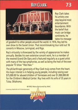 1992 NAC/Hit Cards International Branson On Stage #73 Roy Clark Back