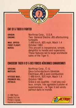 1992 Panini Wings of Fire #7 CAF CF-5 Tiger II Fighter Back