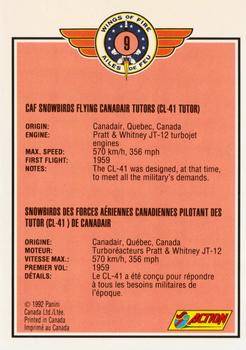 1992 Panini Wings of Fire #9 CAF Snowbirds Flying Canadair Tutors (CL-41 Tutor) Back