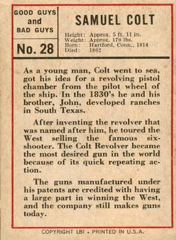 1966 Leaf Good Guys and Bad Guys #28 Samuel Colt Back