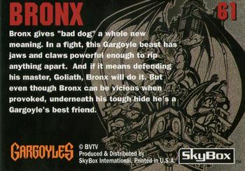 1995 Skybox Gargoyles #61 Bronx Back