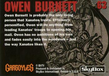 1995 Skybox Gargoyles #63 Owen Burnett Back