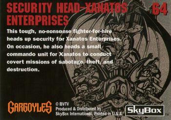 1995 Skybox Gargoyles #64 Security Head - Xanatos Enterprises Back