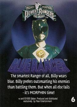 1995 Fleer Mighty Morphin Power Rangers: The Movie #6 Blue Ranger Back