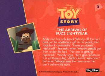 1995 SkyBox Toy Story #5 The arrival of Buzz Lightyear. Back