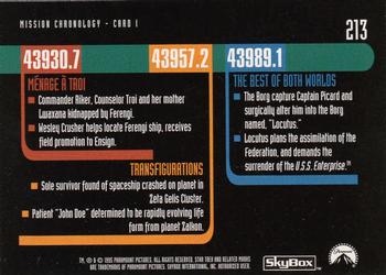 1995 SkyBox Star Trek: The Next Generation Season 3 #213 Mission Chronology - Card I Back
