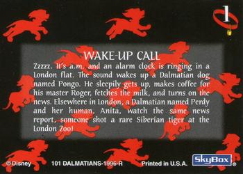 1996 SkyBox 101 Dalmatians #1 Wake-Up Call Back