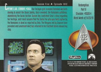 1996 SkyBox Star Trek: The Next Generation Season 5 #432 Redemption Part II Back