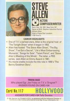 1991 Starline Hollywood Walk of Fame #117 Steve Allen Back