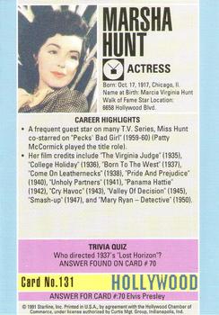 1991 Starline Hollywood Walk of Fame #131 Marsha Hunt Back