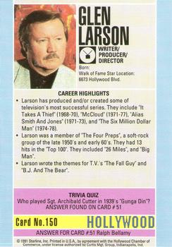 1991 Starline Hollywood Walk of Fame #150 Glen Larson Back
