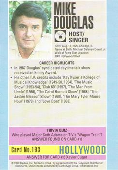 1991 Starline Hollywood Walk of Fame #193 Mike Douglas Back