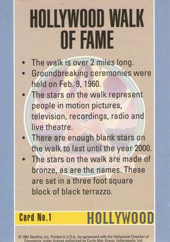1991 Starline Hollywood Walk of Fame #1 Walk of Fame Back