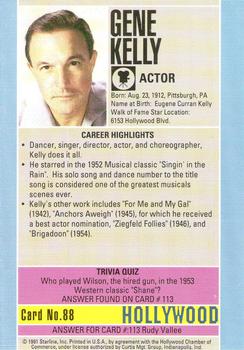 1991 Starline Hollywood Walk of Fame #88 Gene Kelly Back