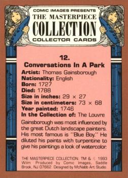 1993 Comic Images The Masterpiece Collection #12 Conversations In A Park - Thomas Gainsborough - English Back