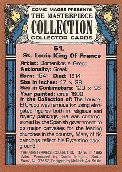 1993 Comic Images The Masterpiece Collection #61 St. Louis King Of France - Domenikos el Greco - Greek Back