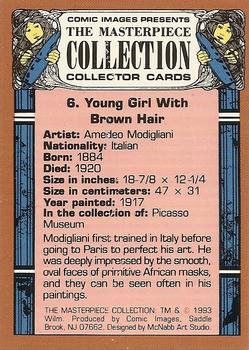 1993 Comic Images The Masterpiece Collection #6 Young Girl With Brown Hair - Amedeo Modigliani  - Italian Back