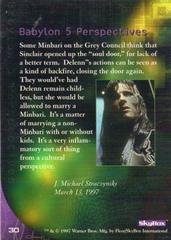 1997 SkyBox Babylon 5 Special Edition #30 Delenn's Atonement Back