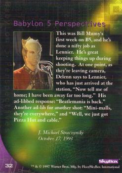 1997 SkyBox Babylon 5 Special Edition #32 Ad-Libs Back