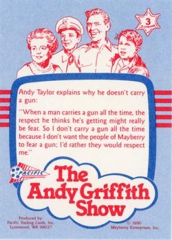 1990 Pacific The Andy Griffith Show Series 1 #3 Sheriff Without a Gun Back