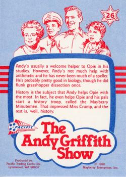 1990 Pacific The Andy Griffith Show Series 1 #26 Nature Study Back