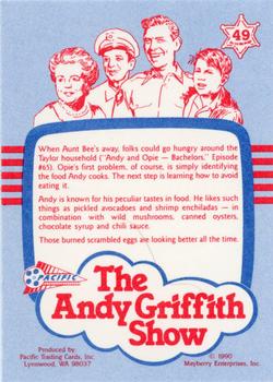 1990 Pacific The Andy Griffith Show Series 1 #49 Opie Reacts to Andy's Blackened Eggs Back