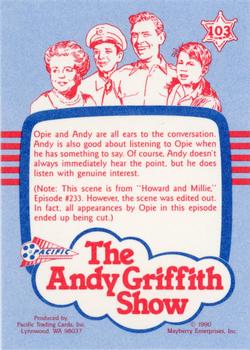 1990 Pacific The Andy Griffith Show Series 1 #103 Fireside Chat Back