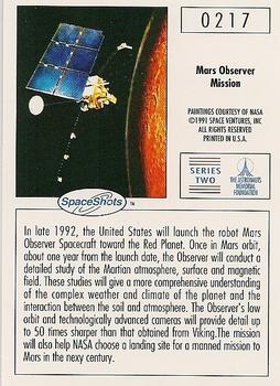 1990-92 Space Ventures Space Shots #0217 Mars Observer Mission Back