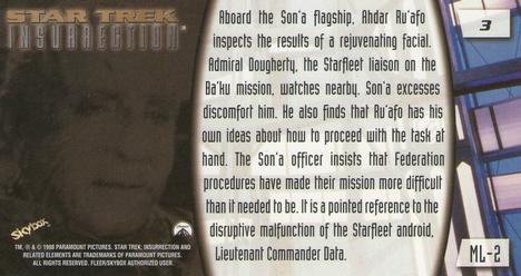 1998 SkyBox Star Trek Insurrection #3 Aboard the Son'a flagship, ... Back