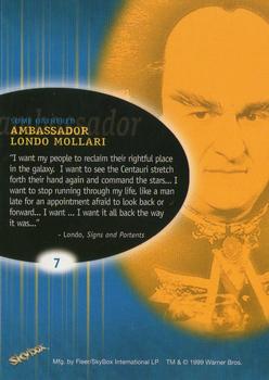 1999 SkyBox Babylon 5: Profiles #7 Some Gathered: Ambassador Londo Mollari Back