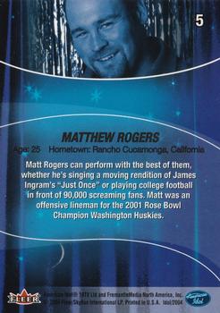 2004 Fleer American Idol Season 3 #5 Matthew Rogers Back