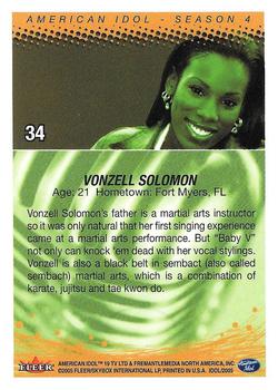 2005 Fleer American Idol Season 4 #34 Vonzell Solomon Back