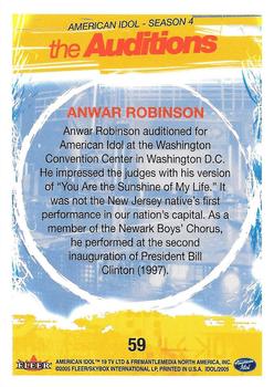 2005 Fleer American Idol Season 4 #59 Anwar Robinson Back